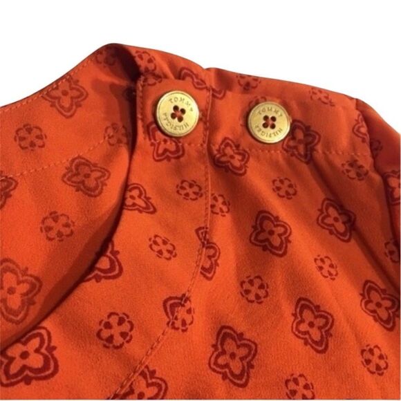 TOMMY HILFIGER CLASSIC BOAT NECK BURNT ORANGE 3/4 SLEEVE BOXY BLOUSE LARGE - Picture 2 of 10